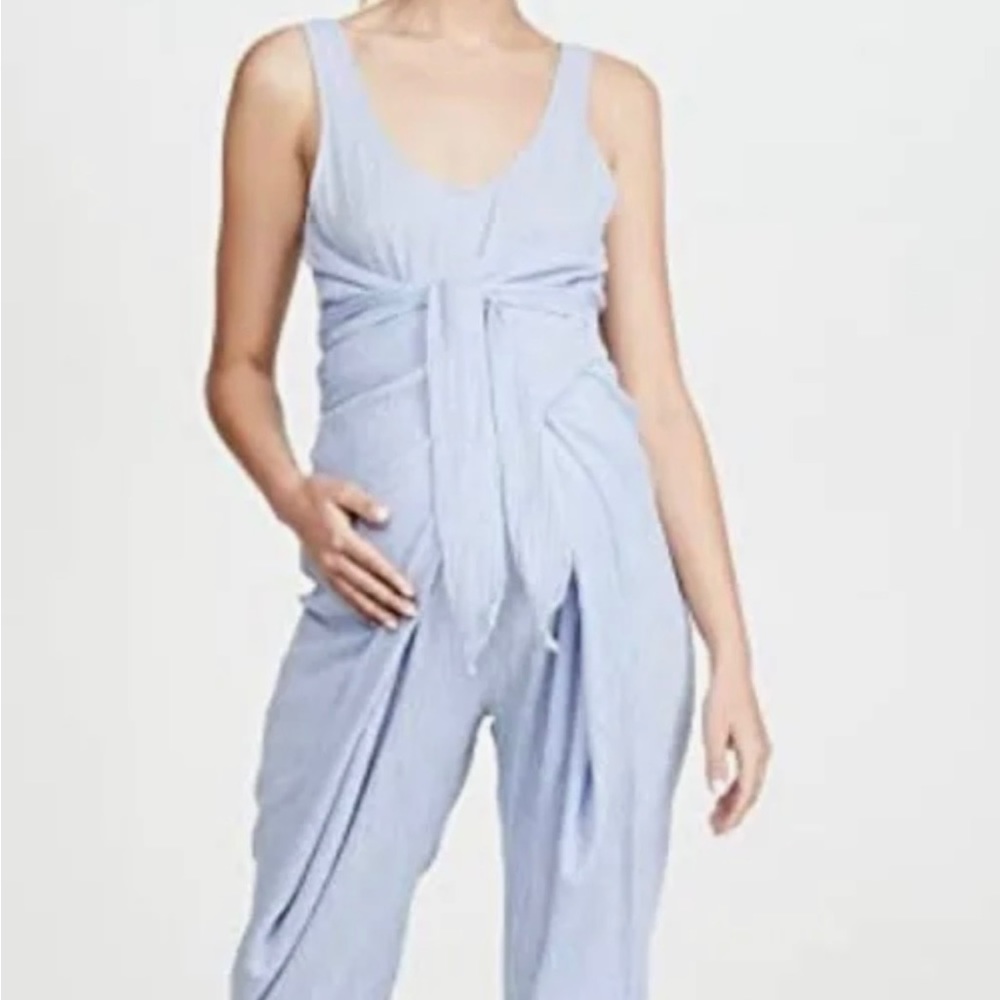 HATCH WRAP AROUND BLUE & WHITE GINGHAM JUMPSUIT SIZE 0 SHOPBOP